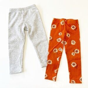 Carter't toddler girls gray sweatpants + orange floral leggings